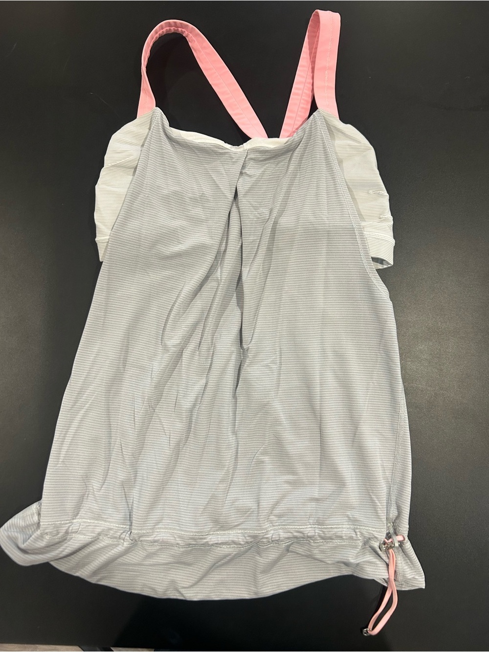 lululemon athletica Light Gray Tank Top with Pink Straps